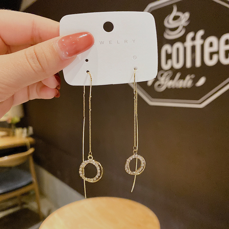 Tassel Threading Long Chain Earrings-belovejewel.com