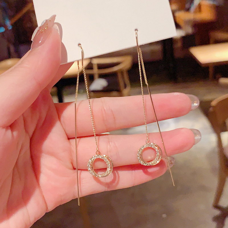 Tassel Threading Long Chain Earrings-belovejewel.com