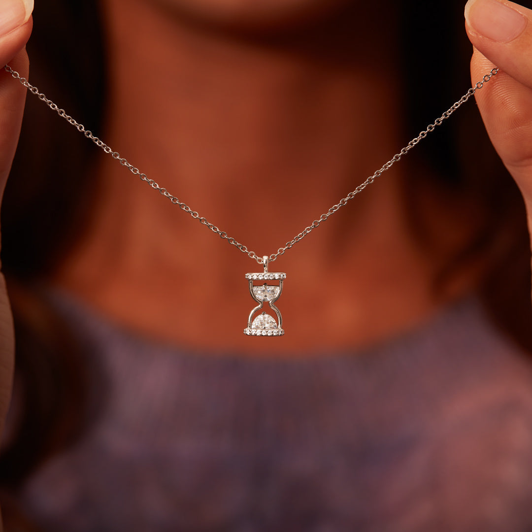 Every Second Every Minute Hourglass Necklace-belovejewel.com