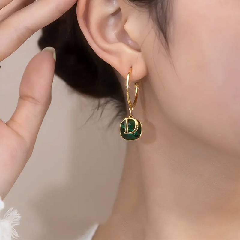Emerald Zircon Dream Seeker Earrings-belovejewel.com