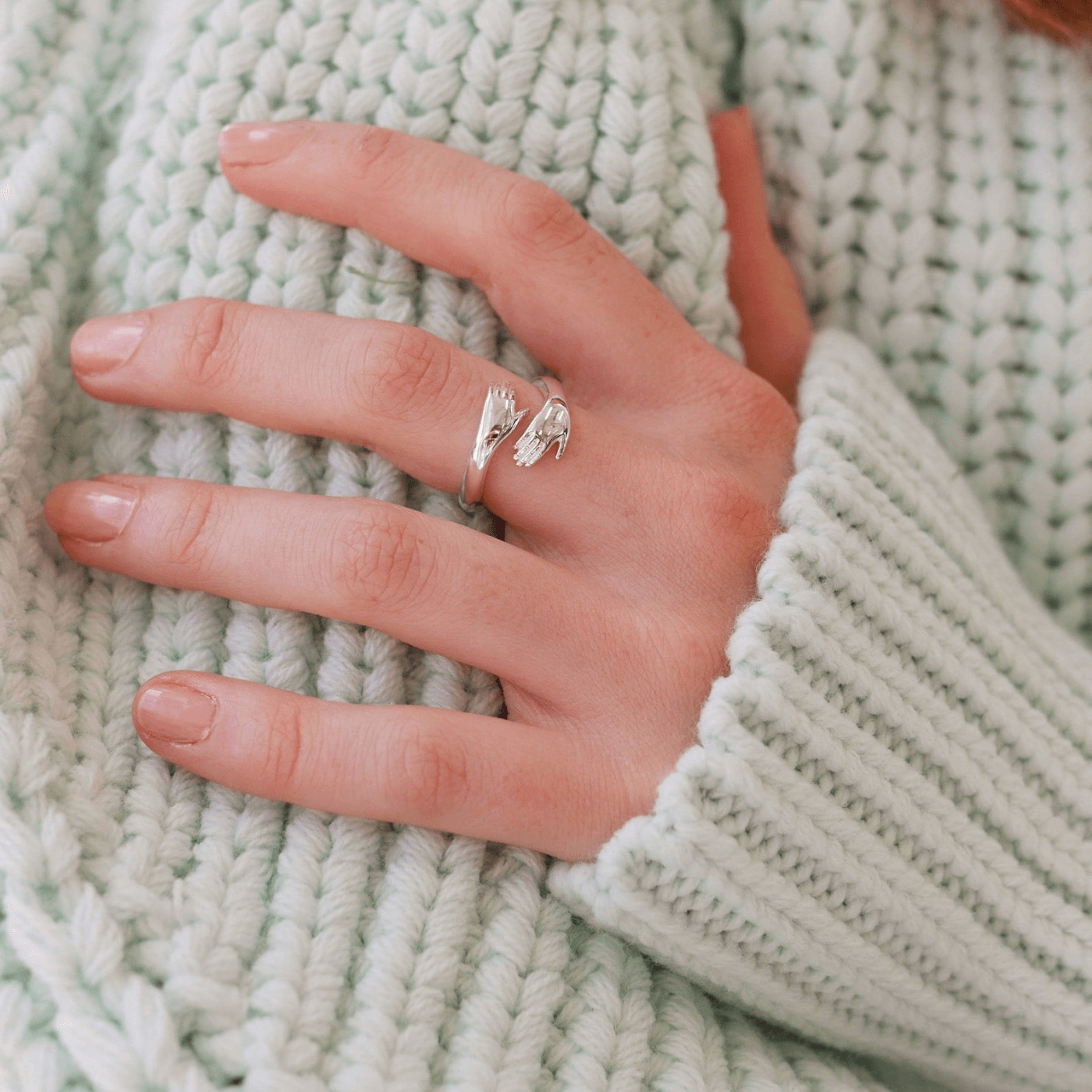 Sterling Silver Hug Ring-belovejewel.com