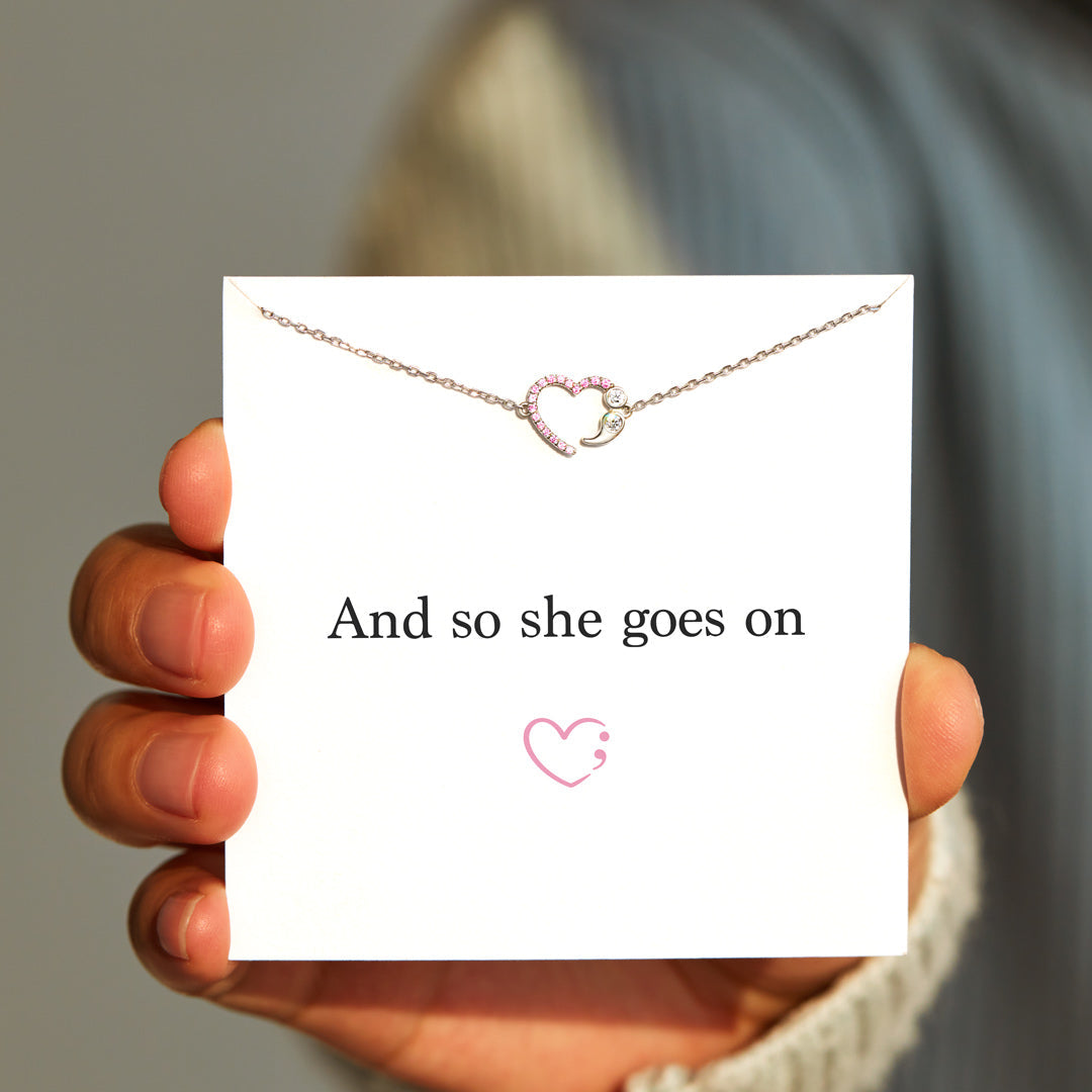 And So She Goes On Heart Semicolon Bracelet-belovejewel.com