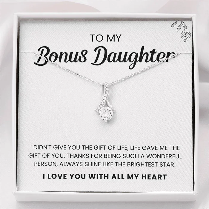 To My Bonus Daughter | Shine Like The Brightest Star | Necklace-belovejewel.com