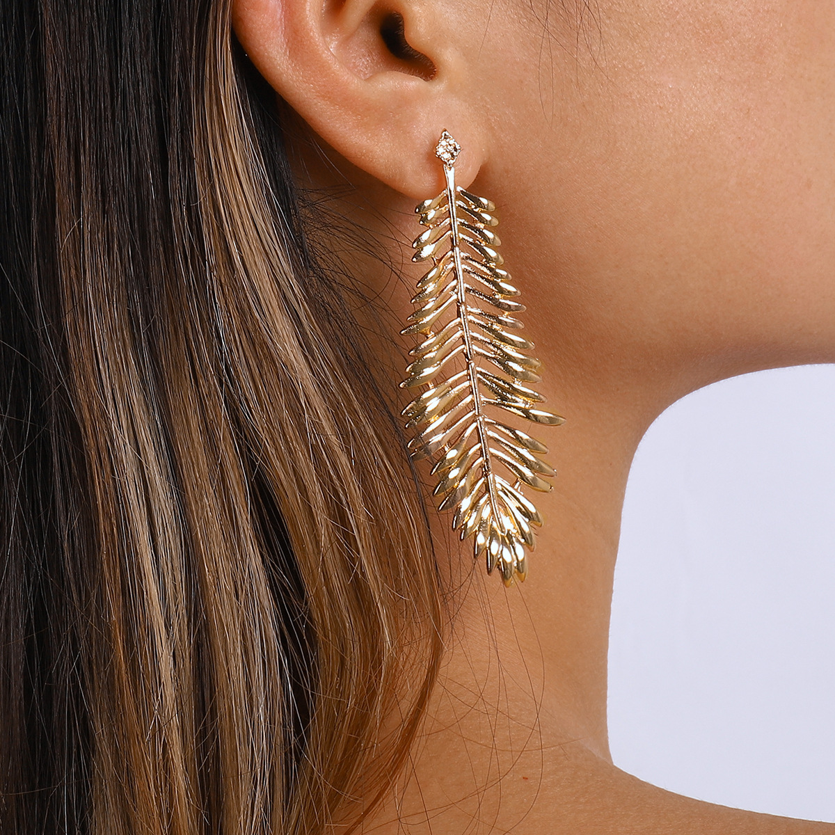 Palm Leaf Big Tassel Earrings-belovejewel.com