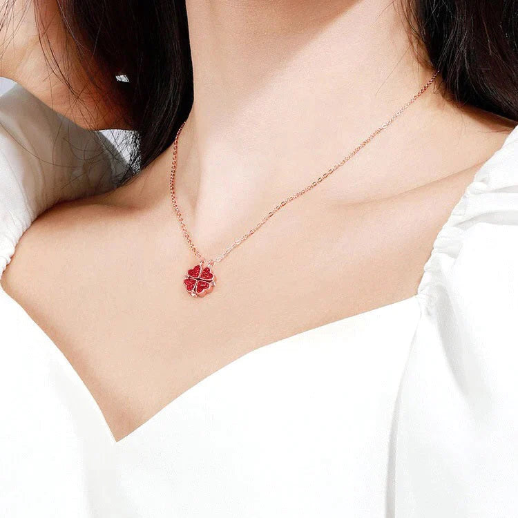 🍀Lucky Four Leaf Clover Heart Necklace-belovejewel.com