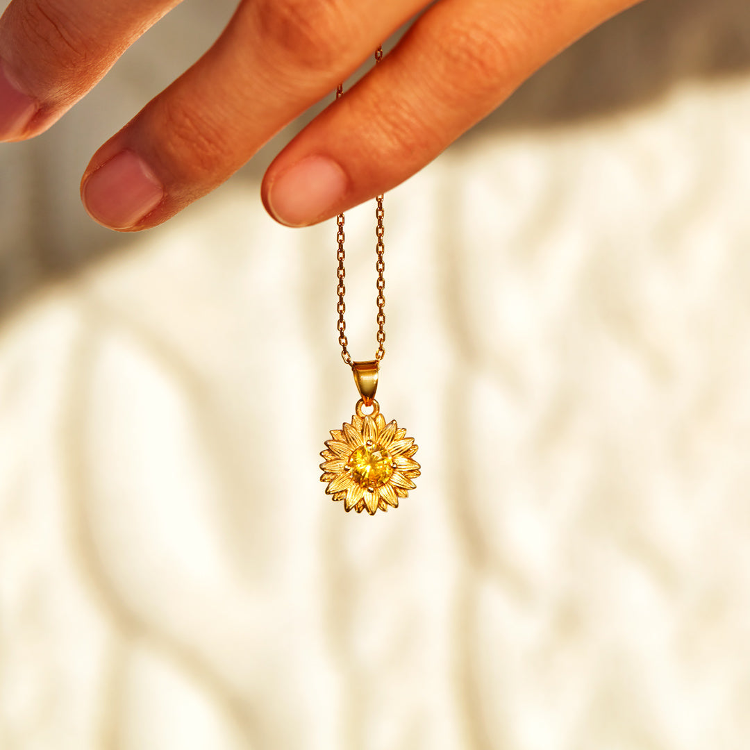 I Would Change The World For You Sunflower Necklace S925-belovejewel.com