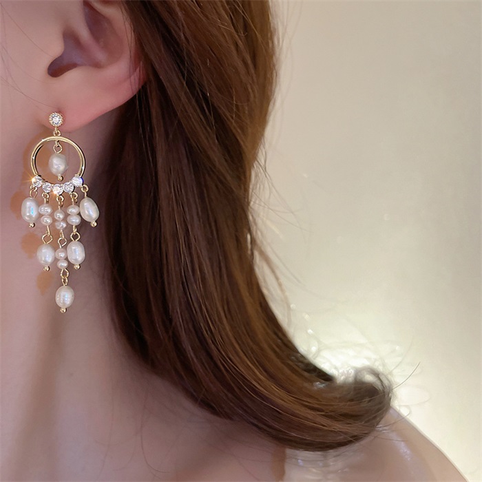 Pearl Dream Catcher Tassel Earrings-belovejewel.com