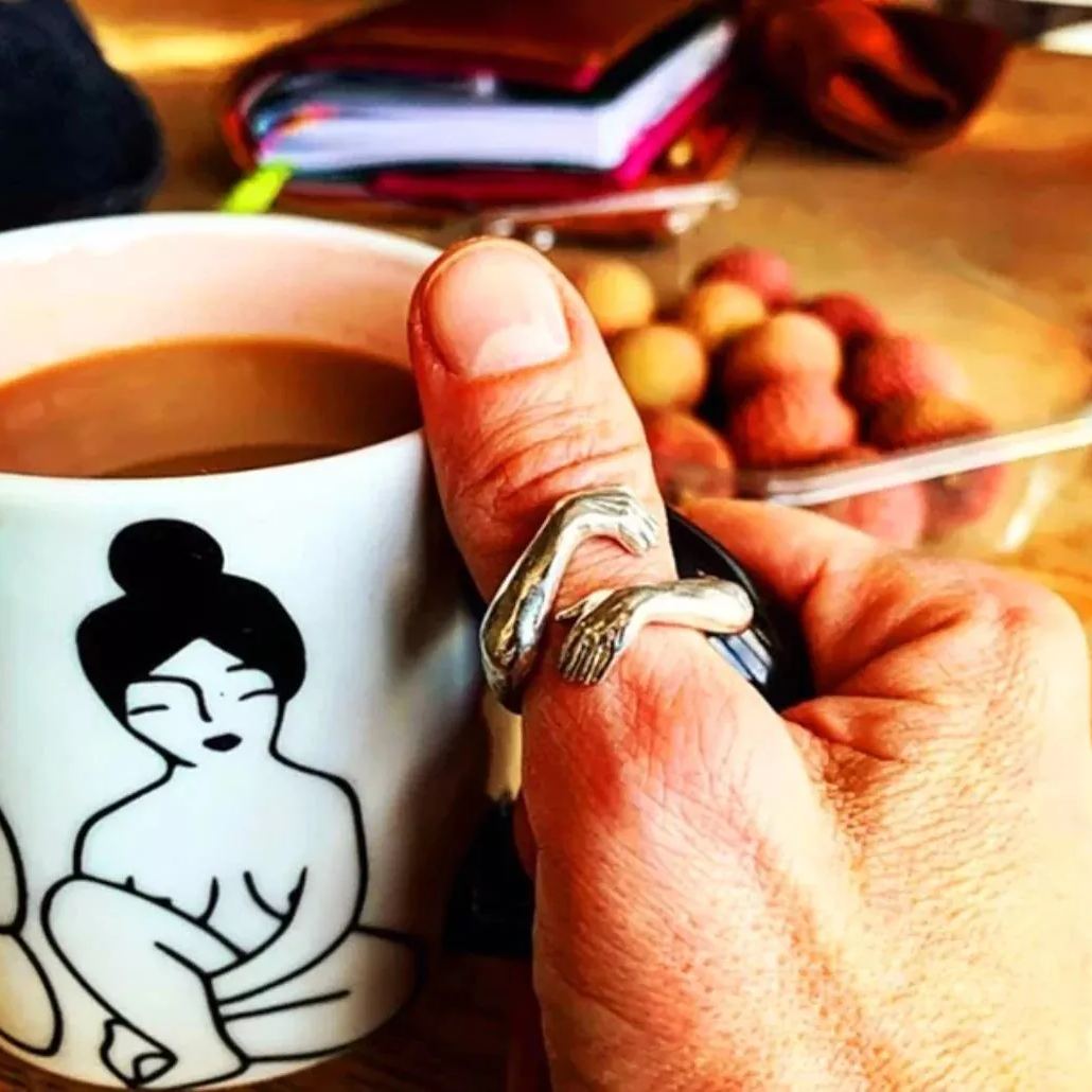 Hug Ring - Couple Love Hugging Hand Stackable Ring-belovejewel.com