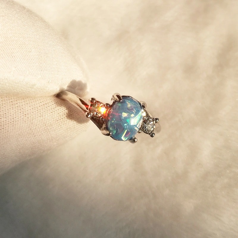 Oval Cut Fire Opal Ring-belovejewel.com