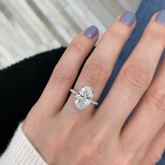 925 Sterling Silver Classic Oval Cut Solitaire Moissanite Ring-belovejewel.com
