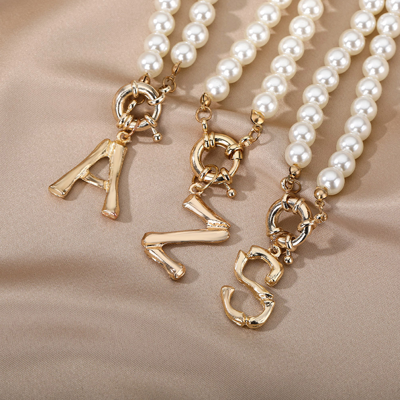 Personal Pearl Necklace Choker Alphabet A-Z