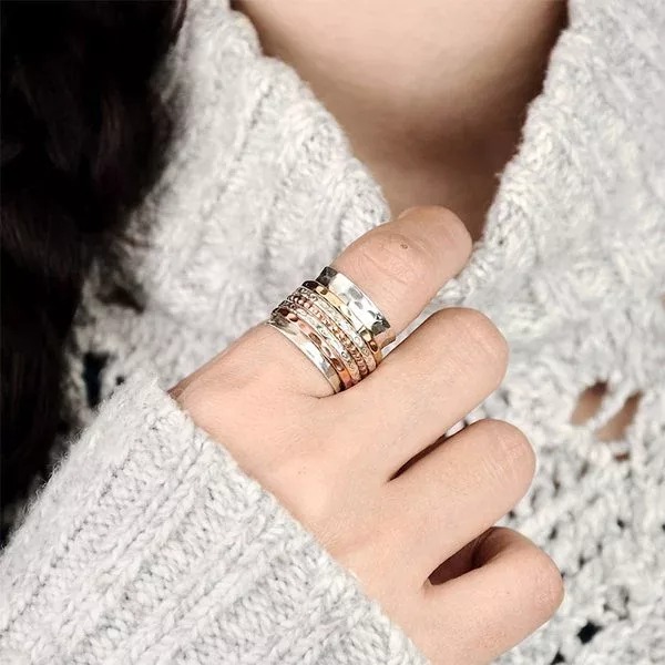Bohemian Meditation Wide Band Spinner Ring-belovejewel.com