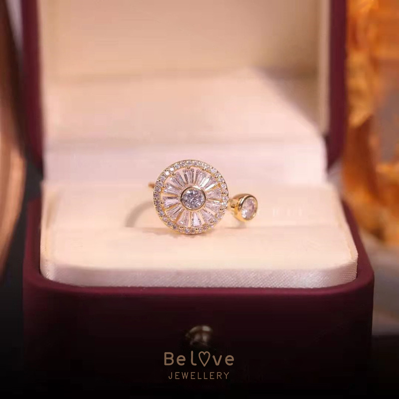 Gold Crystal Anxiety Relief  Spinning Ring-belovejewel.com