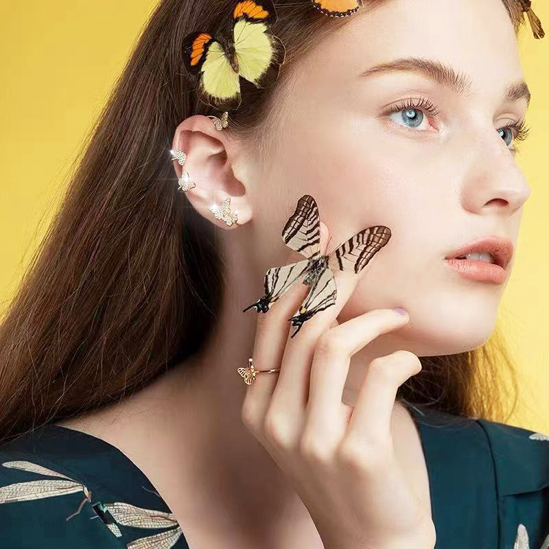 🦋Shiny Zircon Butterfly Ear Clips🦋-belovejewel.com
