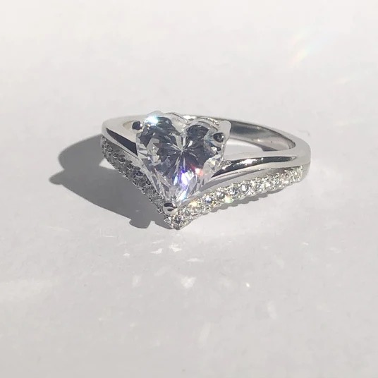 Heart Shaped Moissanite "AMOR" Ring-belovejewel.com