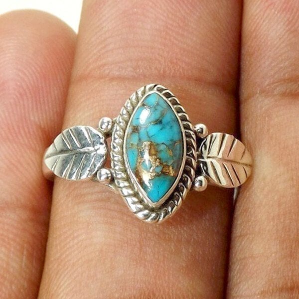🎁Vintage Turquoise Leaf Ring-belovejewel.com