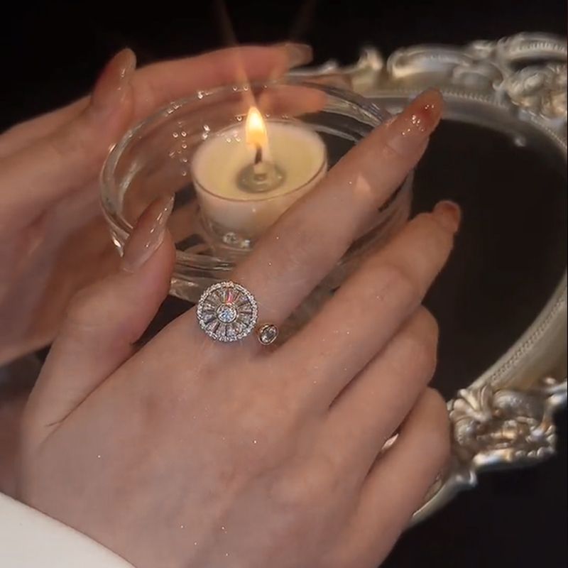 Gold Crystal Anxiety Relief  Spinning Ring-belovejewel.com
