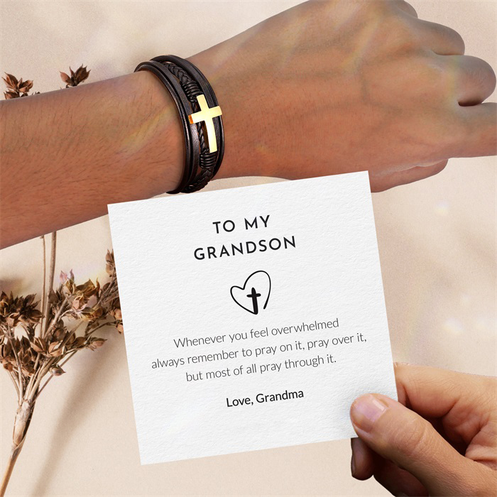 To My Grandson Pray Through It Bracelet-belovejewel.com