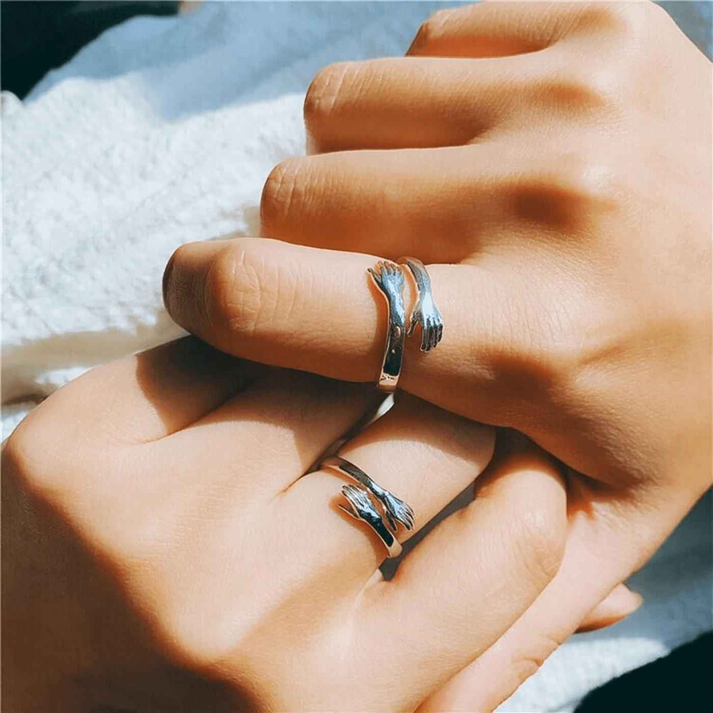 Sterling Silver Hug Ring-belovejewel.com
