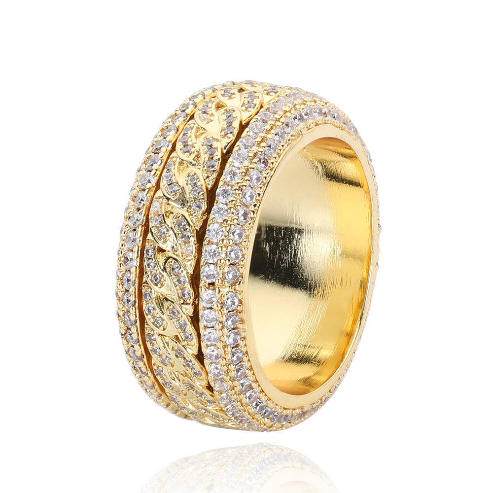 Golden Slumber Cuban Spinning Anxiety Ring-belovejewel.com