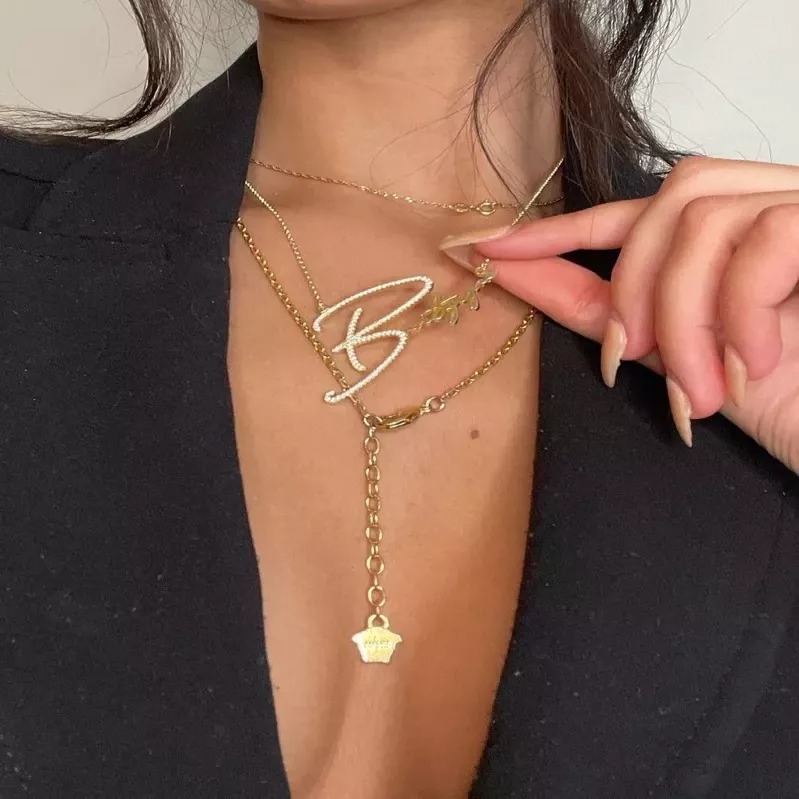 Signature Style Name Necklace With Diamond-belovejewel.com