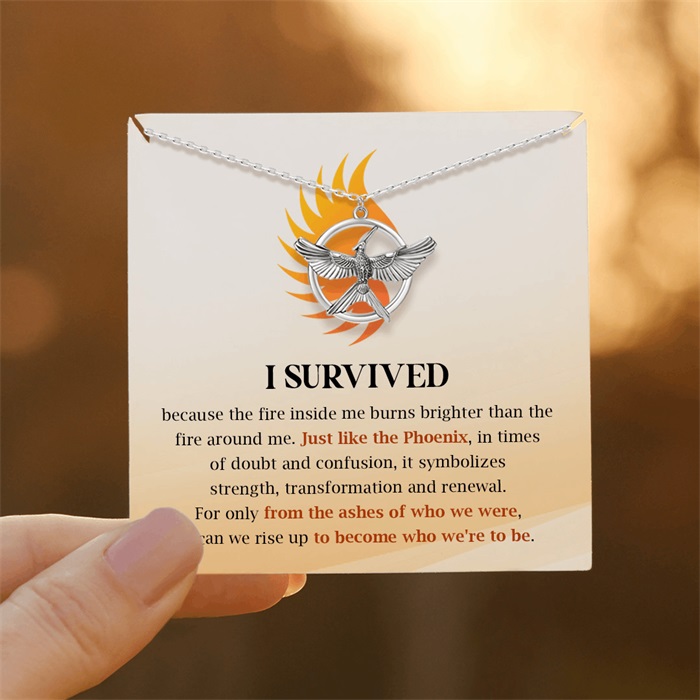 The Fire Inside Me Burns Brighter Than The Fire Around Me Circle Phoenix Necklace-belovejewel.com
