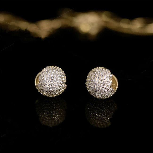 Double-Sided Sparkling Crystal Ball Earrings-belovejewel.com