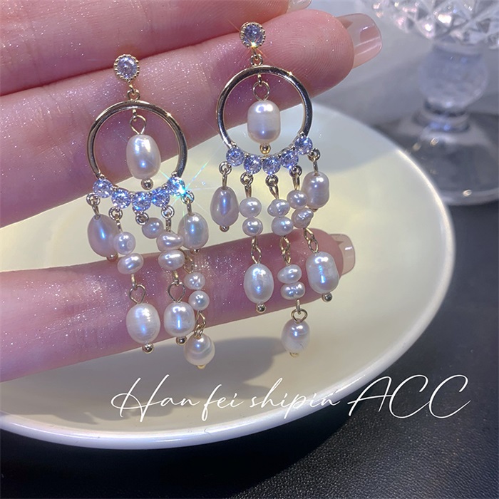Pearl Dream Catcher Tassel Earrings-belovejewel.com