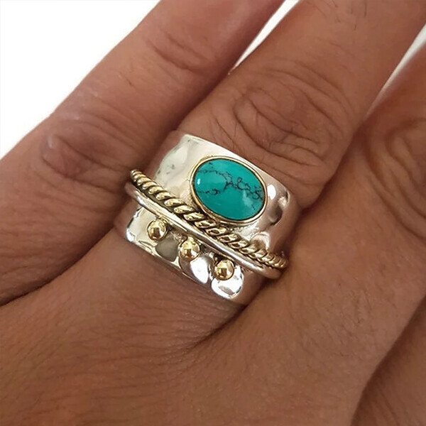 Turquoise Wide Band Ring-belovejewel.com