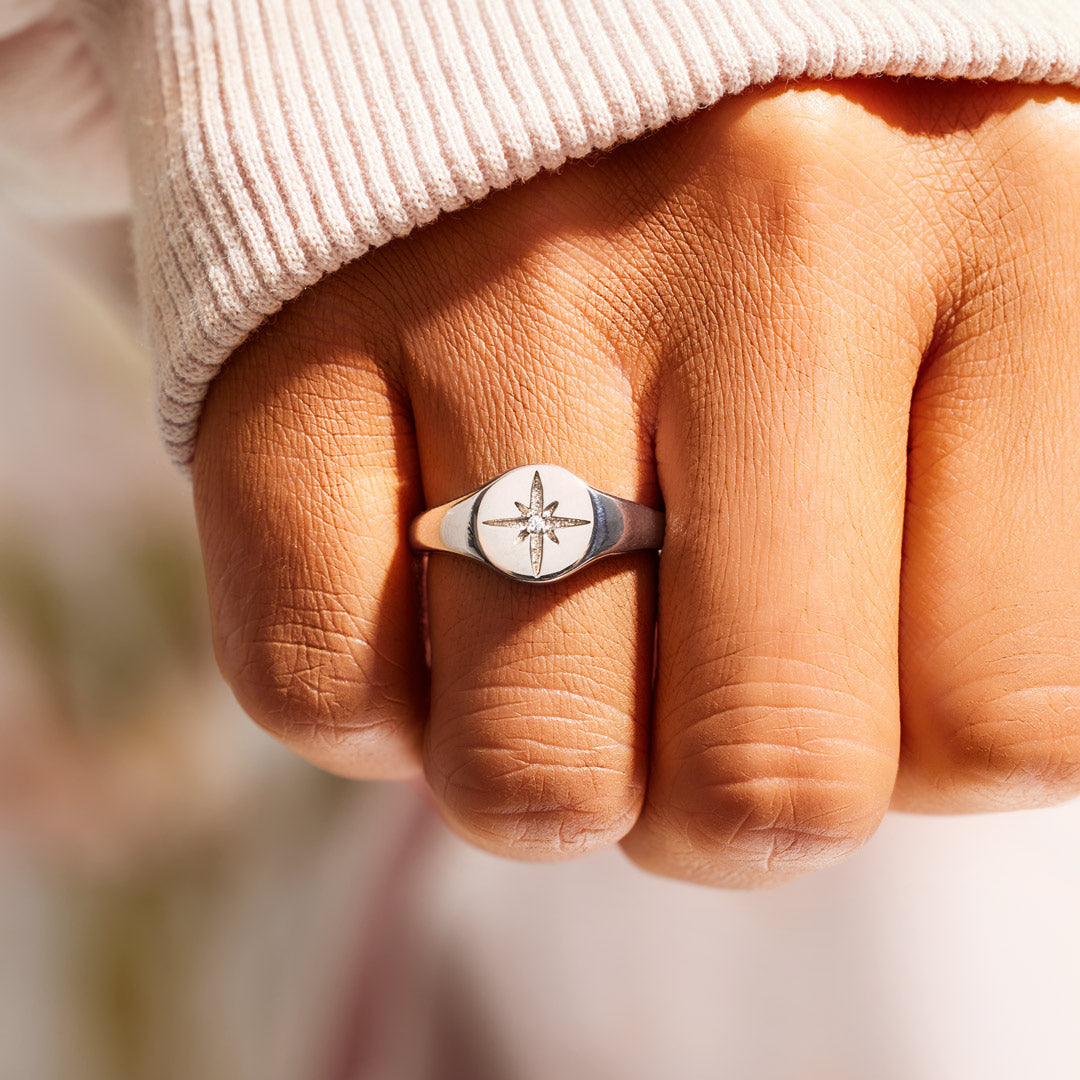 For Wife North Star Signet Ring-belovejewel.com