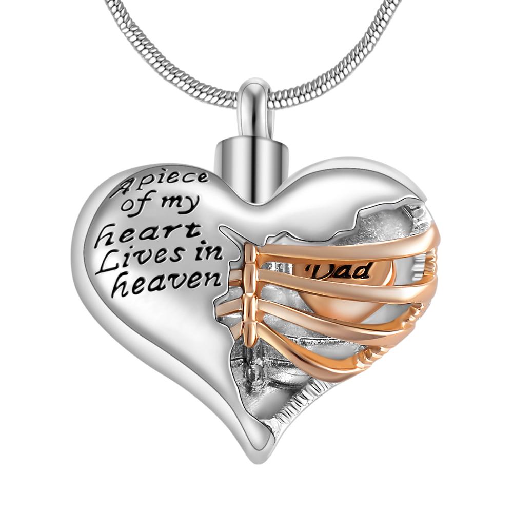A Piece Of My Heart Lives In Heaven - Chain and Urn Pendant