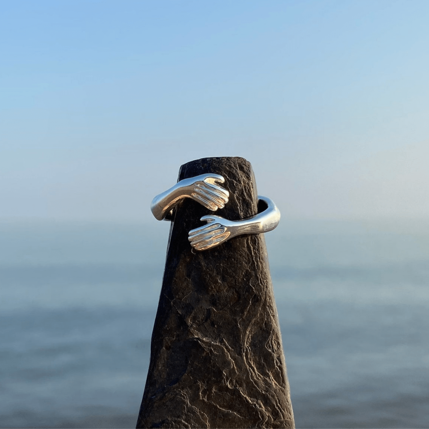 Sterling Silver Hug Ring-belovejewel.com