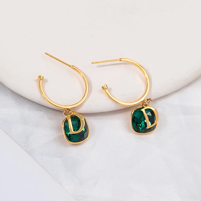 Emerald Zircon Dream Seeker Earrings-belovejewel.com