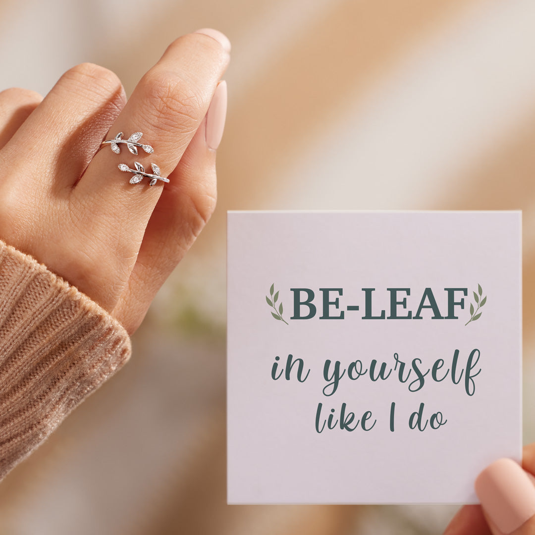 Be-Leaf In Yourself Leaf Ring-belovejewel.com