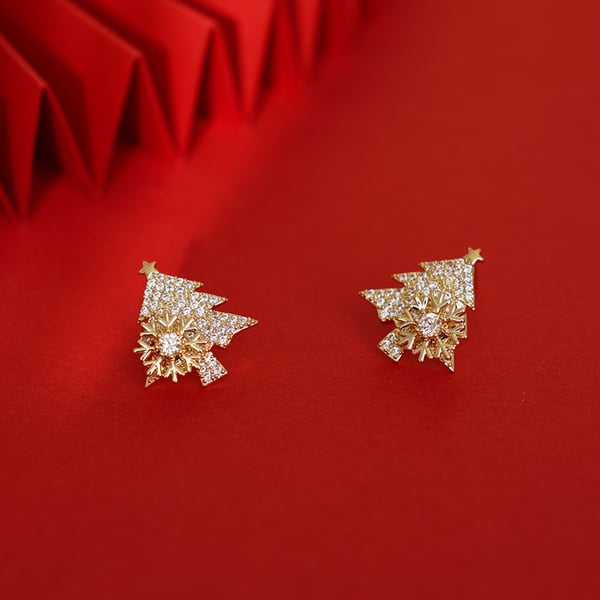 ⚡50% OFF-Black Friday Sale🔥Rotatable Snowflake Christmas Tree Earrings-belovejewel.com