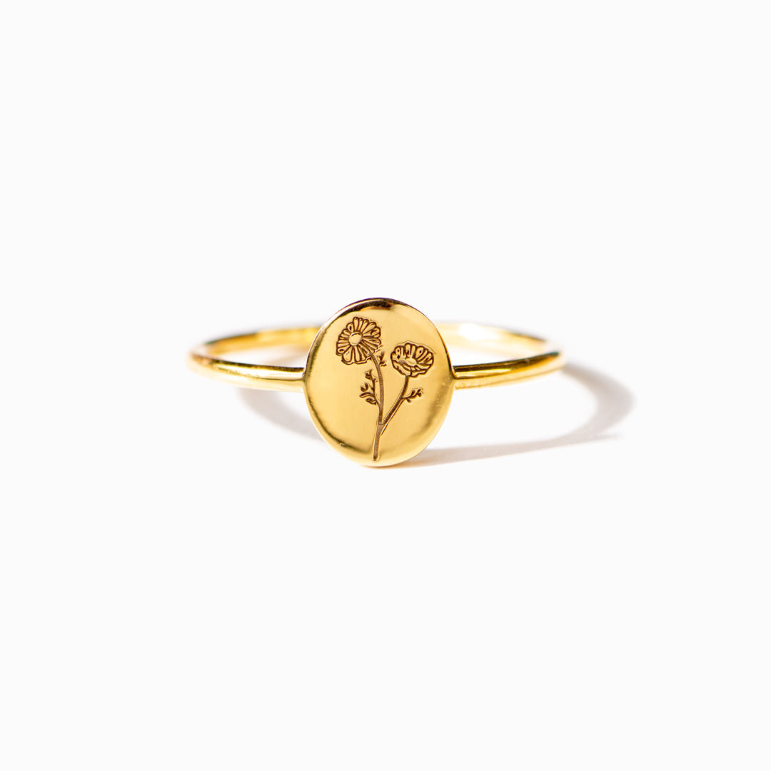 Our Roots Remain As One Engraving Flower Ring-belovejewel.com