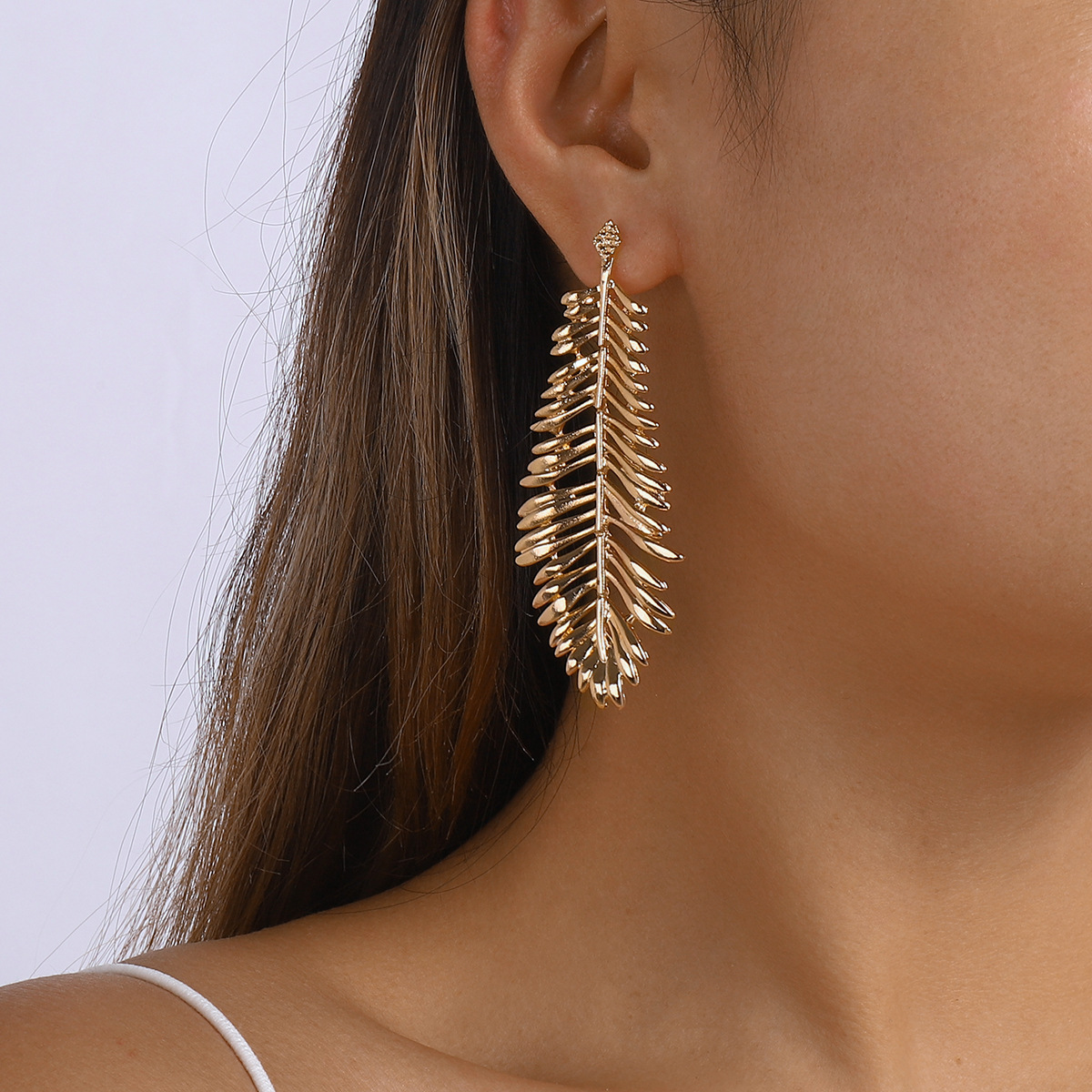 Palm Leaf Big Tassel Earrings-belovejewel.com