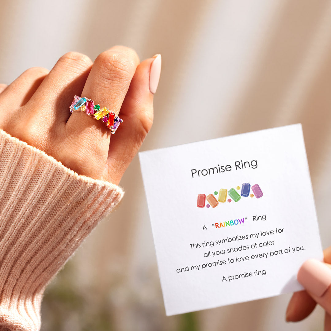 Promise Ring Broken Pieces of Rainbow Ring-belovejewel.com