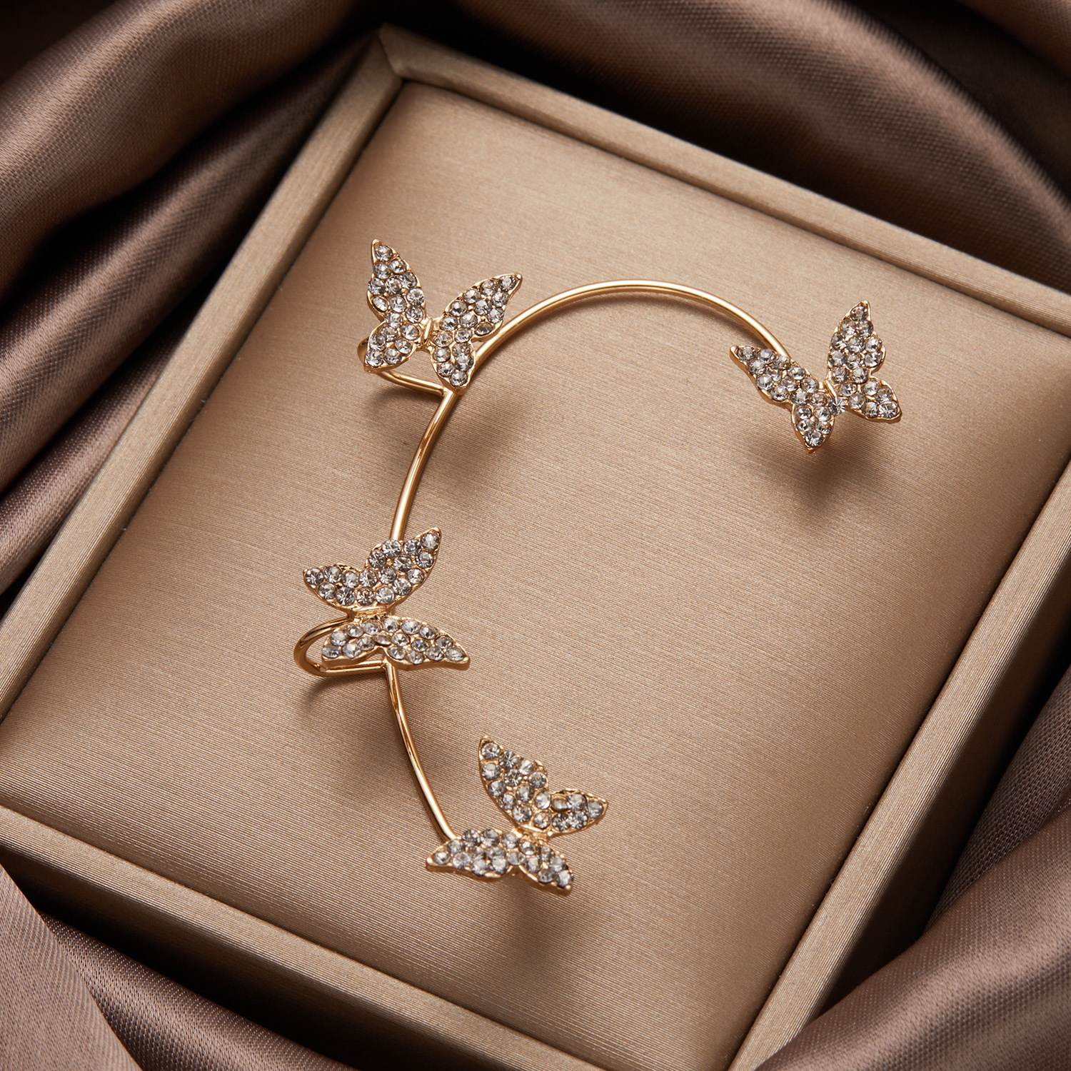 Butterfly Flower Tassel Shiny Zircon Earrings-belovejewel.com