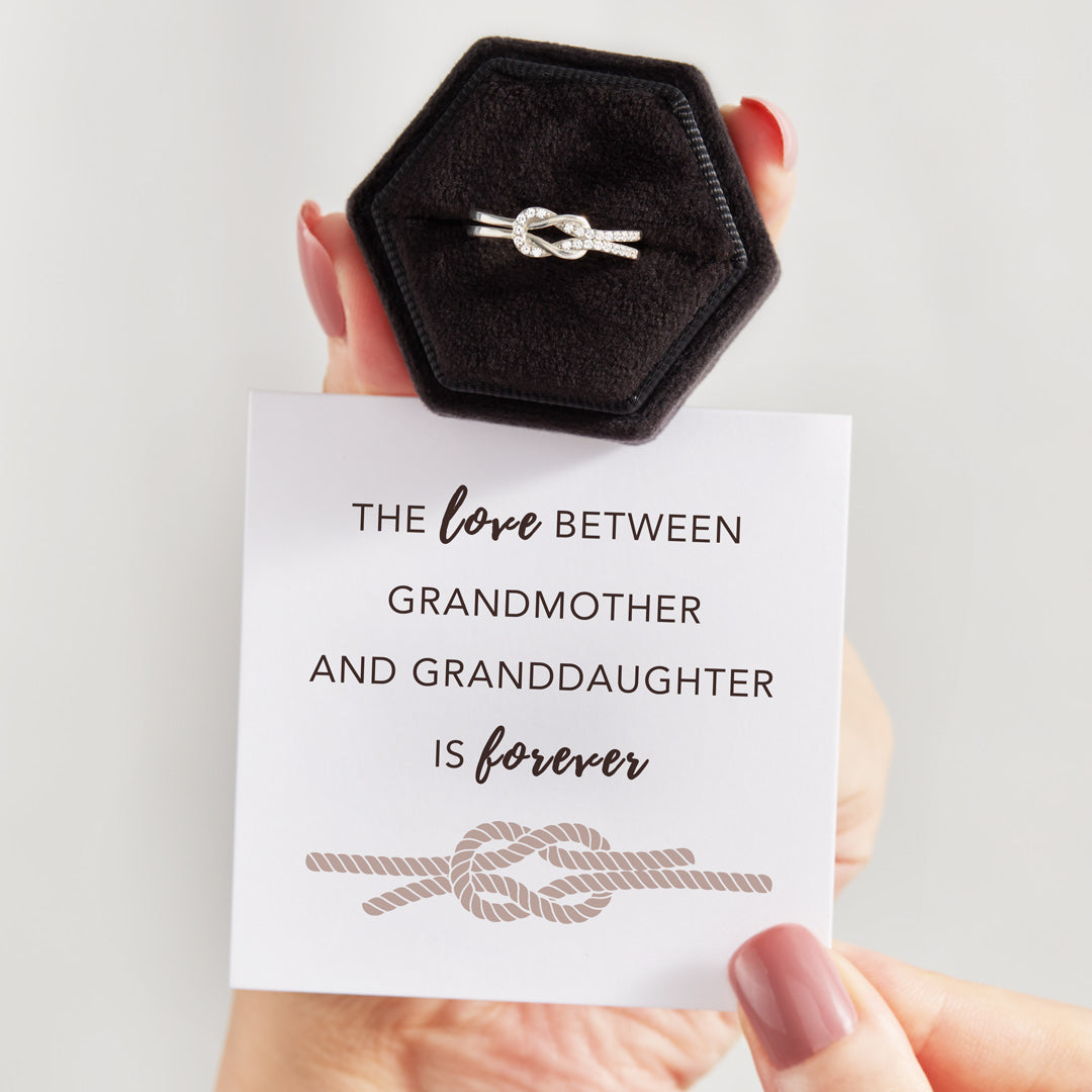 Grandmother & Granddaughter Square Knot Ring-belovejewel.com