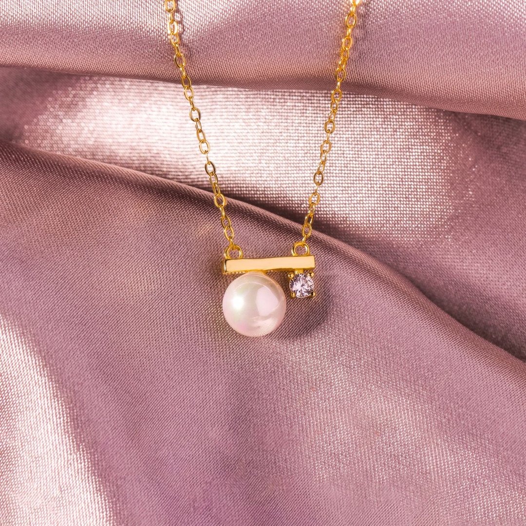 S925 Life is 90% How You React it Pearl Balance Necklace-belovejewel.com