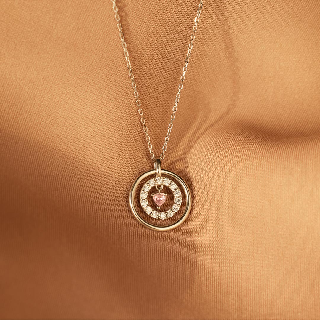 Mother Daughter Encircled Heart Necklace-belovejewel.com