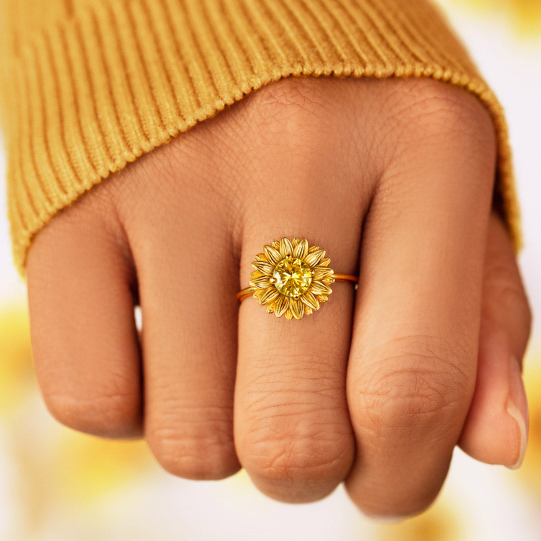 I Would Change The World For You Sunflower Ring-belovejewel.com