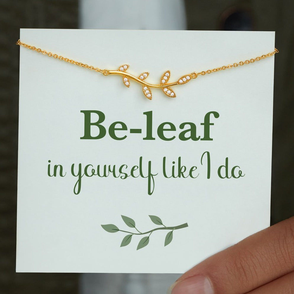 Be-Leaf in Yourself Like I Do Tree Leaf Necklace-belovejewel.com
