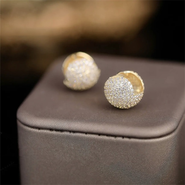 Double-Sided Sparkling Crystal Ball Earrings-belovejewel.com