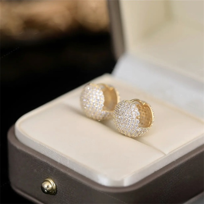 Double-Sided Sparkling Crystal Ball Earrings-belovejewel.com