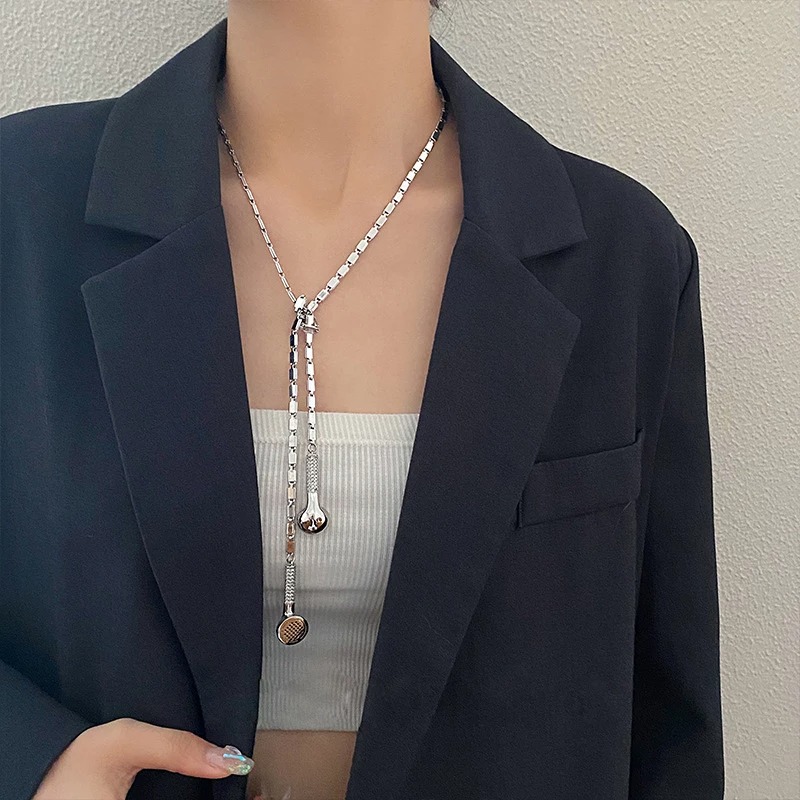 Shiny Zircon Slightly Inlaid Earphone Necklace-belovejewel.com