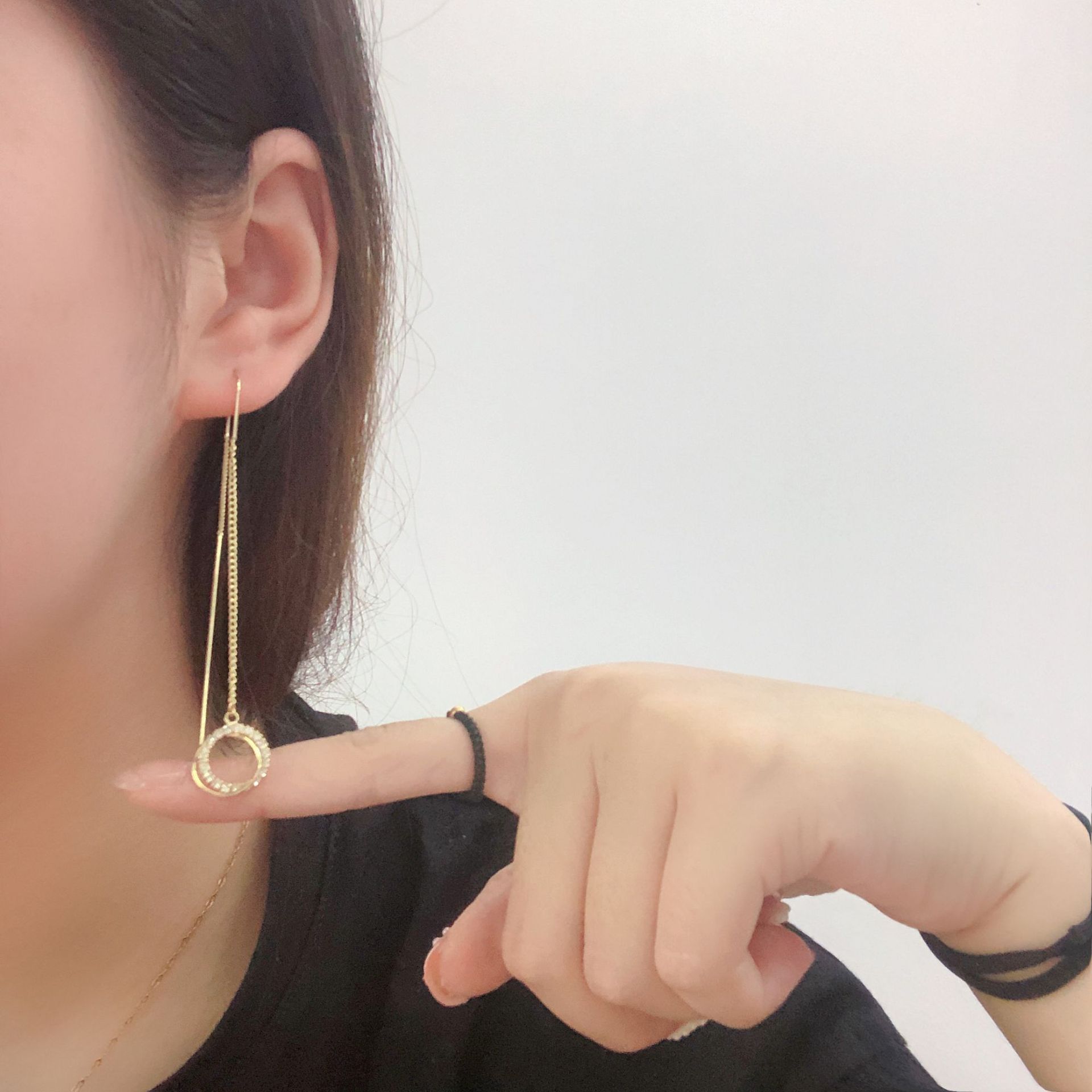 Tassel Threading Long Chain Earrings-belovejewel.com