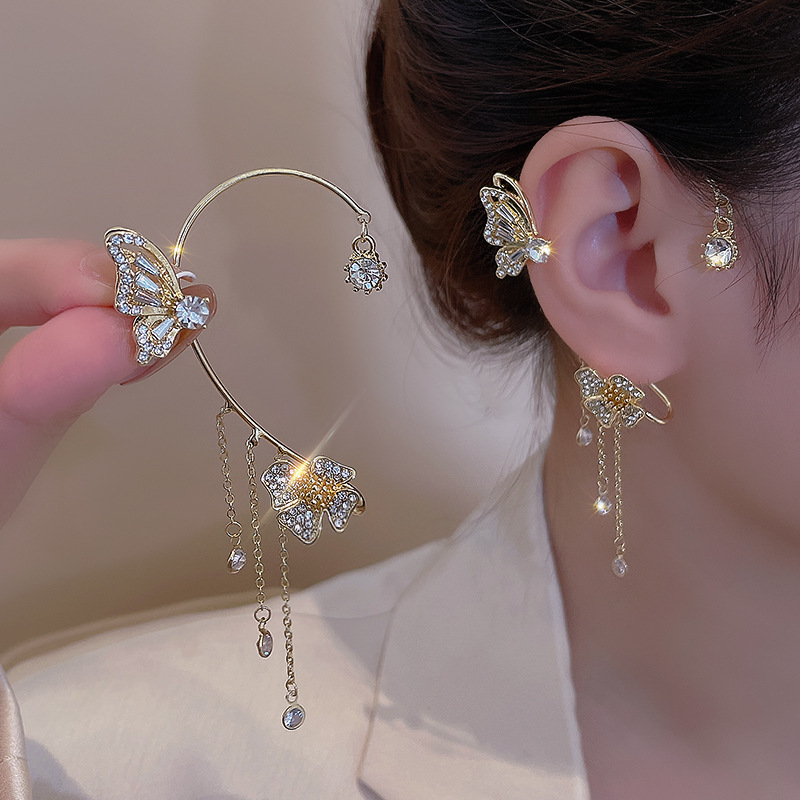 🎅Christmas Sale🎁 - Butterfly Flower Tassel Shiny Zircon Earrings