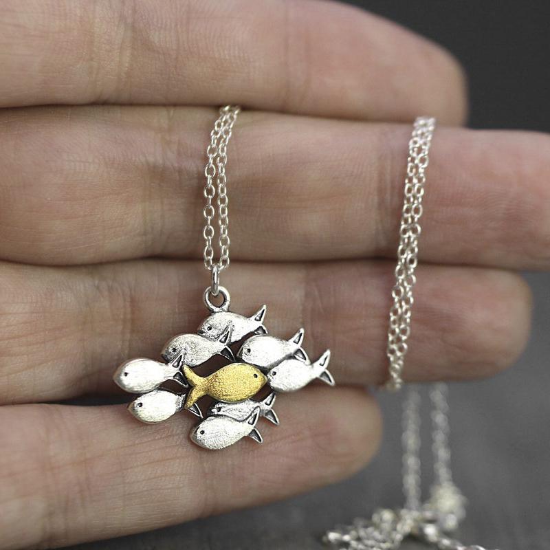 925 Silver Fish Bracelet Fish Necklace Fish Anklet Swimming Upstream  Jewelry Gift-belovejewel.com